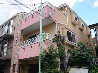 千葉市美浜区打瀬にて、アクセントカラーにエラストコート（KM5524-1）を使用した外壁塗装