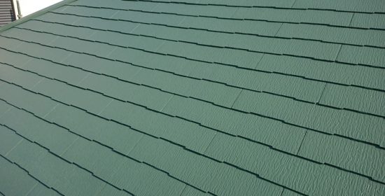 木更津市陽光台で行った屋根塗装の色はサーモアイSiのクールミラノグリーン