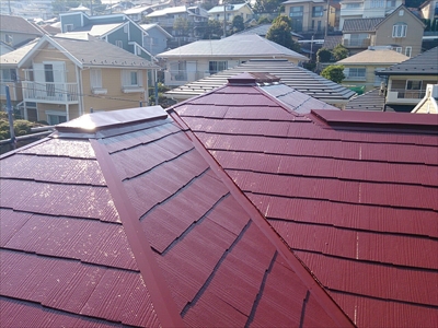 横浜市港南区でスレート屋根を塗装工事で蘇らせました