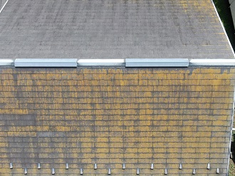 大田区仲六郷で築20年、苔で黄色くなったスレート屋根を点検