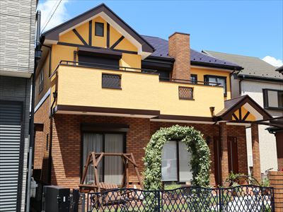 千葉市中央区｜ブリックタイル補修と屋根遮熱塗装と高弾性エラストコートで外壁塗装
