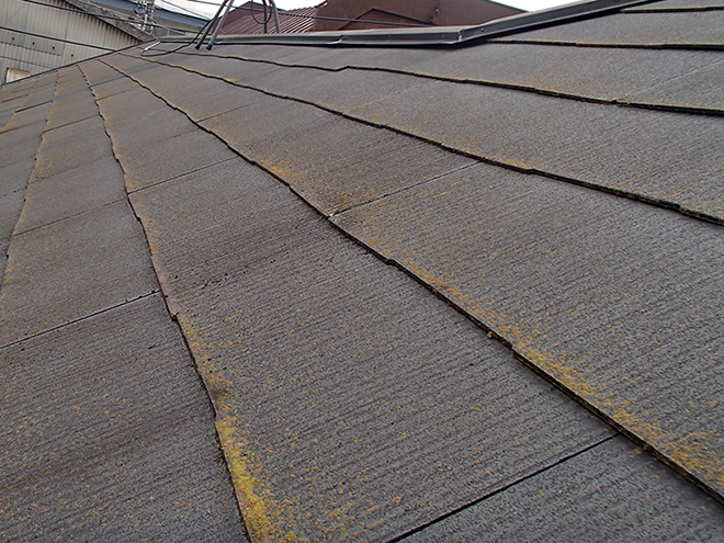 品川区西大井で色褪せや苔が気になるグレーのスレート屋根塗り替え相談でお見積り