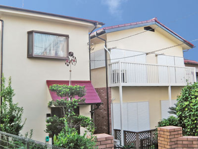 横浜市中区｜2世帯住宅の屋根塗装・外壁塗装、強風被害による棟板金の交換工事