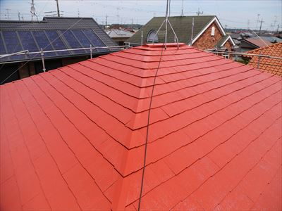 中央区新富にて高耐久シリコン塗料で2回目のスレート屋根塗装工事を実施