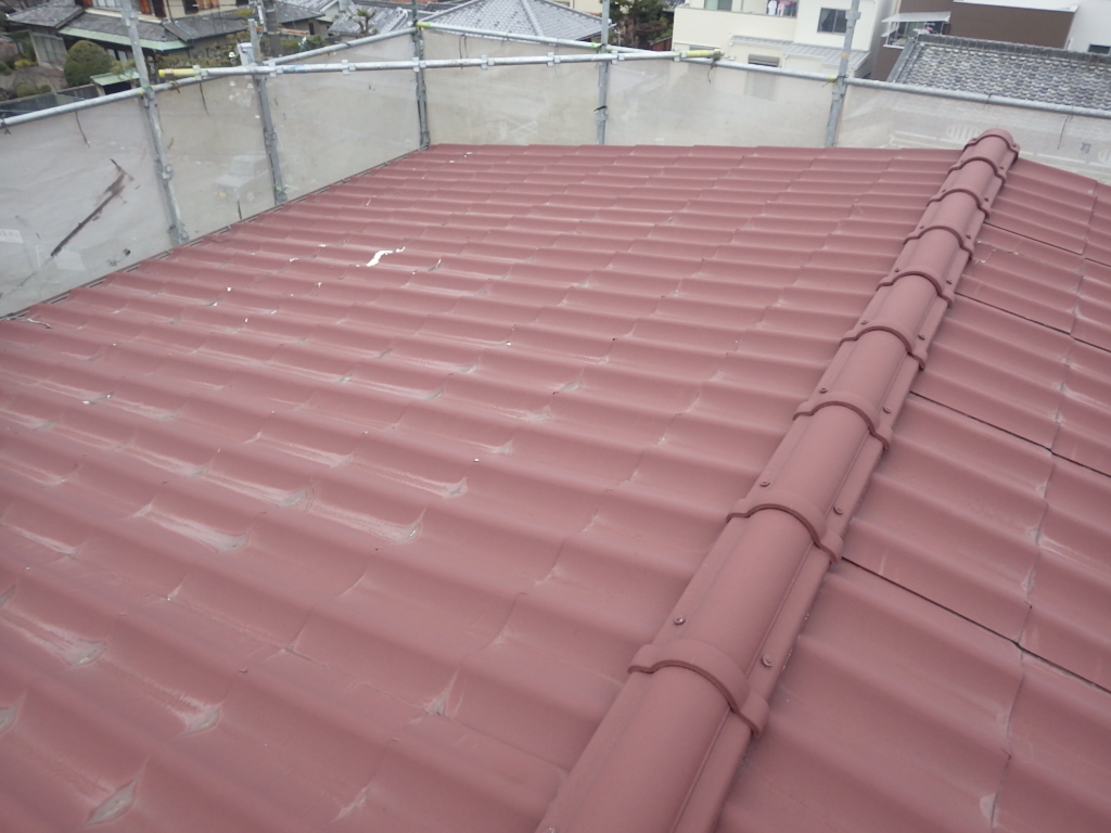 枚方市で屋根の葺き替え　セキスイかわらＵから立平葺きへリフォーム
