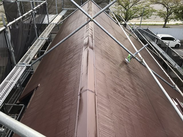 伊奈町急勾配スレート屋根をスーパーシャネツサーモで塗装後