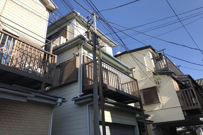 江戸川区西篠崎で賃貸を目的に一戸建ての外壁塗装を検討され、現地調査を行いました