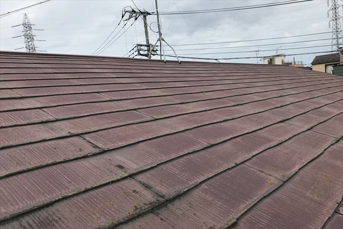 葛飾区柴又でスレート屋根の点検調査、屋根塗装が必要な状況でした