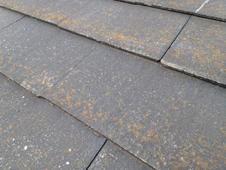狛江市岩戸南にて屋根塗装工事前の調査、塗膜が劣化した屋根に遮熱性塗料のサーモアイSiによる塗装工事をご希望