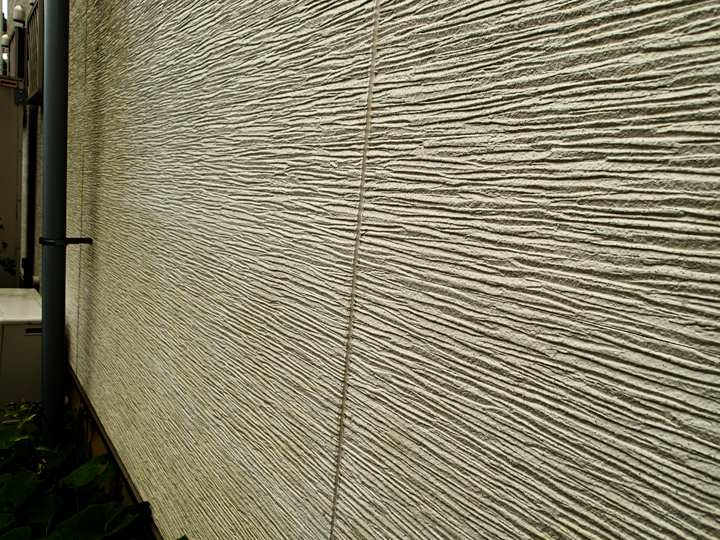 八王子市椚田町にて外壁塗装調査、築15年経過した窯業サイディングボードには藻が広範囲に繁殖していました