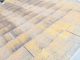 板橋区前野町にて築17年目になる屋根調査、塗膜劣化により苔が繁殖した化粧スレートにファインパーフェクトベストによる塗装工事をご提案