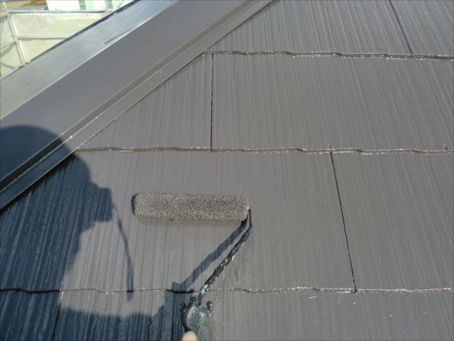 屋根の上塗り２回目仕上げ塗装、ＳＰパワーサーモＳＩ