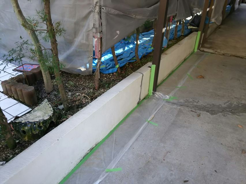 多治見市市之倉町でブロック塀をエクスファイン艶消で塗り替え。