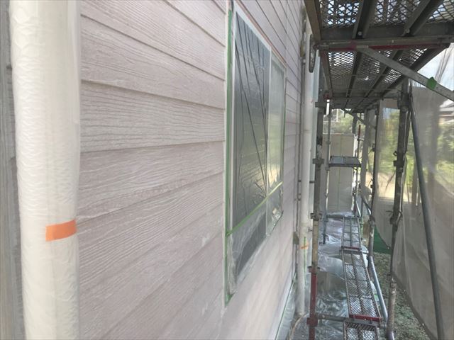 恵那市で外壁塗装下塗り完了