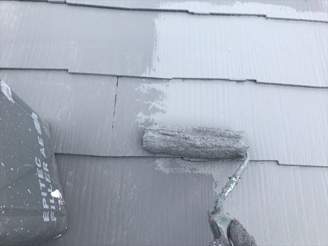 恵那市長島町でサーモテックシーラーで屋根の下塗り２回目が完了しました