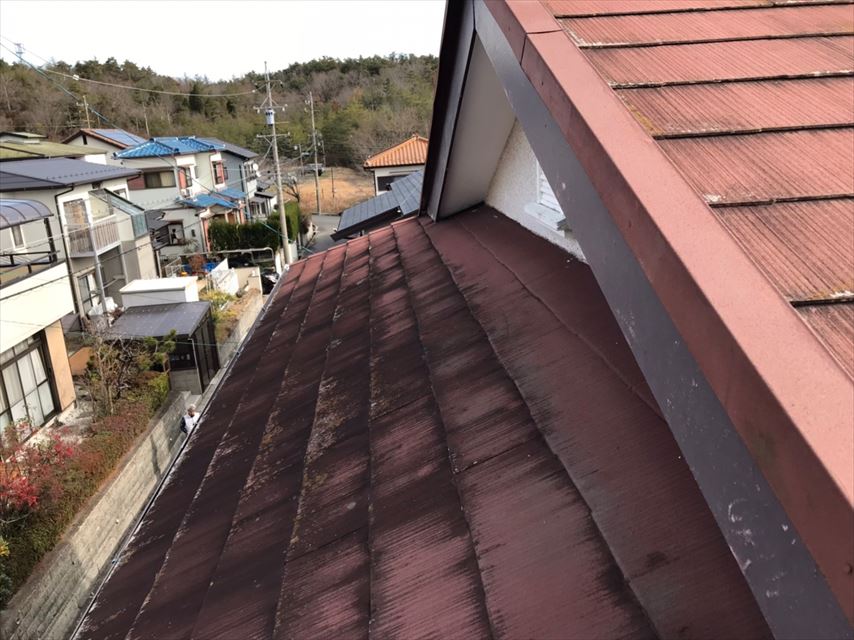 瑞浪市、既存のスレート屋根の劣化