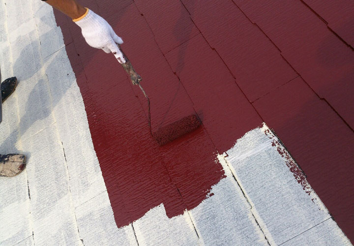富津市下飯野でサーモアイSiのクールマルーンを使用した屋根塗装を実施、シックな雰囲気の屋根になりました