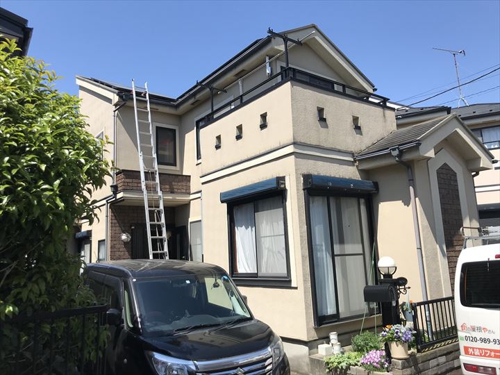 市川市曽谷で屋根外壁の塗装工事（費用の目安は税込833,800円～）、サーモアイSIとジョリパットフレッシュで施工致しました