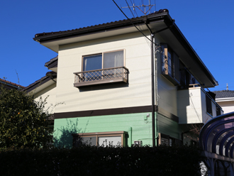 流山市加にて高耐久シリコン塗料で屋根・外壁塗装！浅緑が映えるツートンカラーの住宅になりました