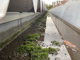 千葉市美浜区真砂にて排水溝から雨漏り、部分防水工事と軒天工事