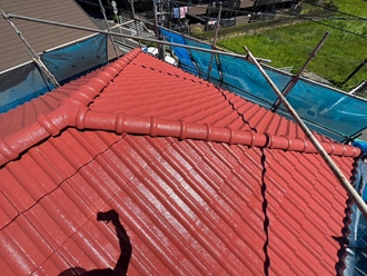 千葉市稲毛区稲毛町でセメント瓦にサーモアイSiで（320,000円）屋根塗装工事