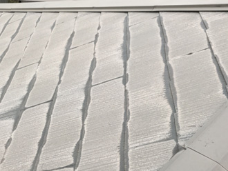 夷隅郡大多喜町新丁にて屋根の調査、築17年になり塗膜劣化が進行したスレート屋根に遮熱性塗料のサーモアイSiによる塗装工事をご提案