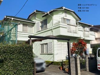 千葉市のお客様邸、爽やかなグリーン系の色で外壁のカラーシミュレーション