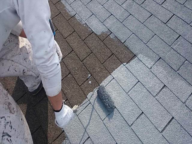 土浦市で、ＧＡＩＮＡを使用して屋根の塗装工事を行いました