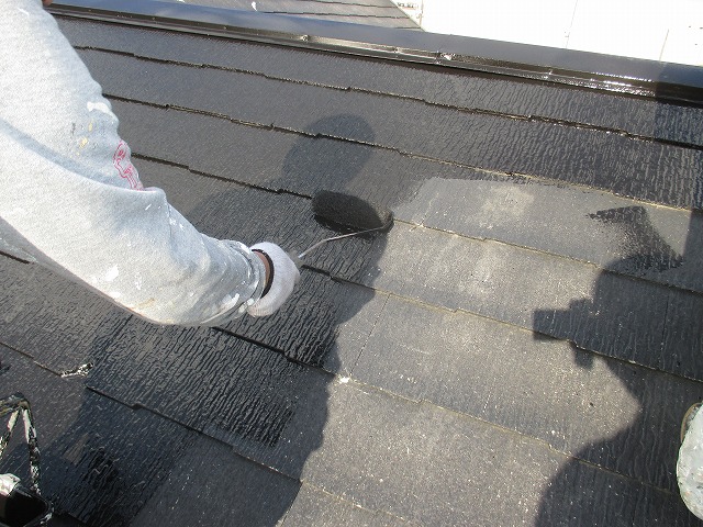 屋根シリコン塗布