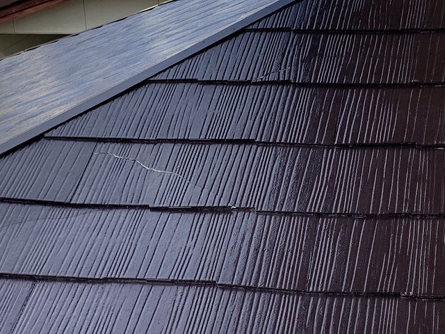 福島市大森で塗装したばかりのコロニアル屋根が破損し現調に