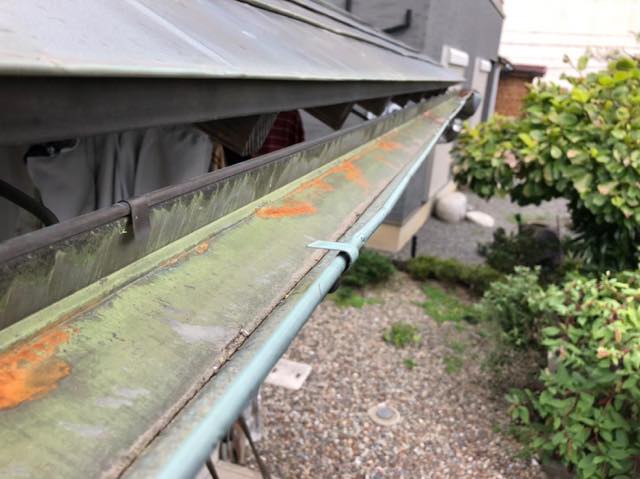岐阜県岐阜市で外壁の汚れや黒カビが発生し雨樋にも藻やサビが出来てしまった現場
