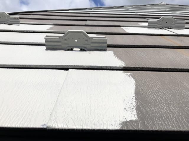 不破郡関ヶ原町で色あせやサビが目立つスレート屋根の塗装工事