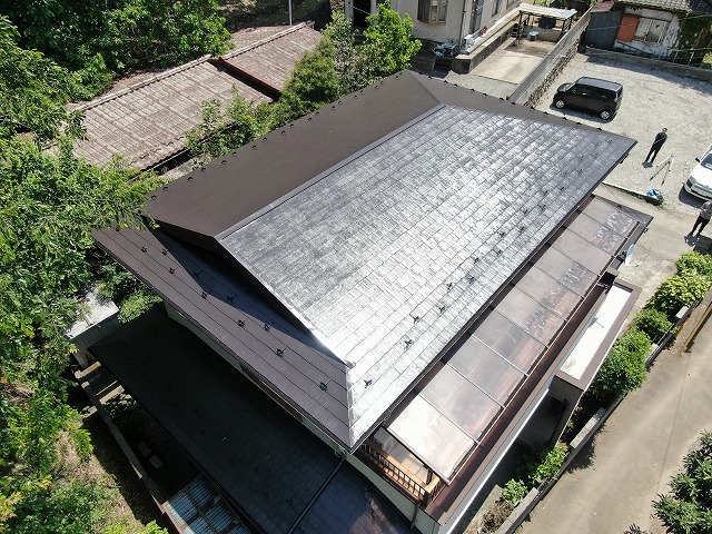 甲府市　屋根塗装ドローン撮影