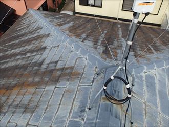 印西市平賀学園台にてW遮熱塗料サーモアイSi(クールディープグレー)での屋根塗装工事実施！