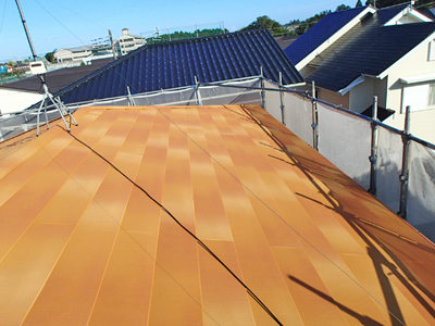 千葉県大網白里市　屋根カバー工事　軒天塗装　完工
