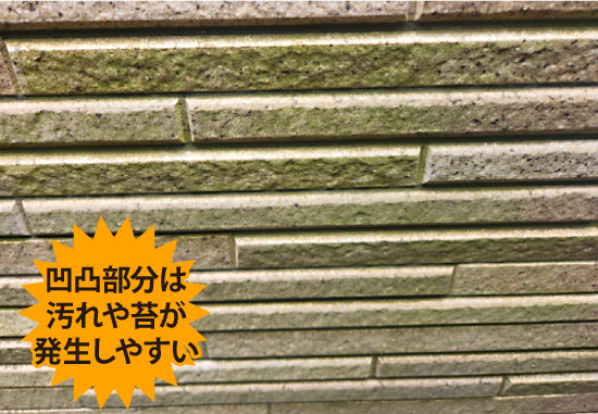 凹凸部分は汚れや苔が発生しやすい