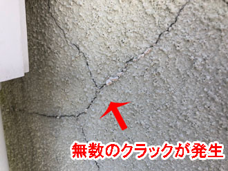狛江市元和泉にてクラックと木材腐朽菌が発生している外壁を点検致しました