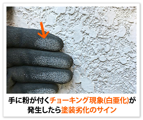 手に粉が付くチョーキング現象(白亜化)が発生したら塗装劣化のサイン