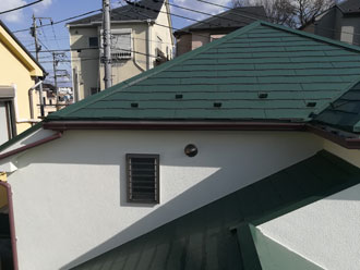屋根塗装　サーモアイSi　クールミラノグリーン