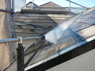 荒川区　屋根塗装　高圧洗浄