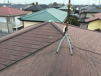 八王子市川口町にて塗膜が劣化して色褪せた化粧スレートをサーモアイSiで屋根塗装工事
