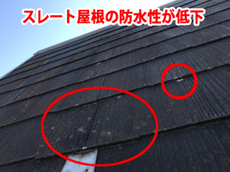 スレート屋根の防水性が低下