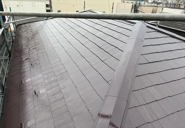江東区東砂にて高日射反射率塗料のクールタイトF（CLR-103）を使用して屋根塗装工事を実施