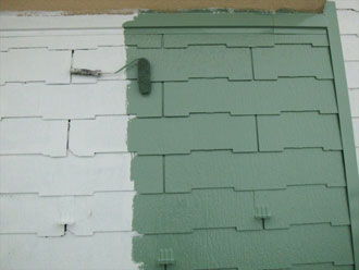 屋根塗装　遮熱塗料　中塗り　アレスクール　ミストグリーン　　