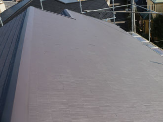 千葉市緑区　屋根塗装　部分屋根葺き替え工事　シリコンベスト　ダークチョコレート