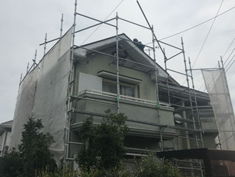 台風　足場　屋根塗装　外壁塗装