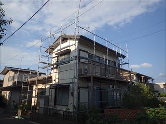 市原市｜外壁塗装の第一工程、楔式仮設足場の設置