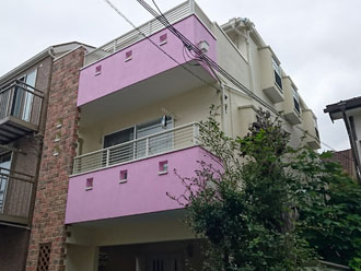 ベランダツートン ピンク 塗装後