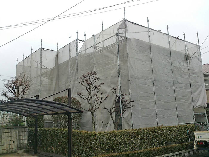 塗装工事　養生