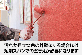 汚れが目立つ色の外壁にする場合には短期スパンでの塗替えが必要になります